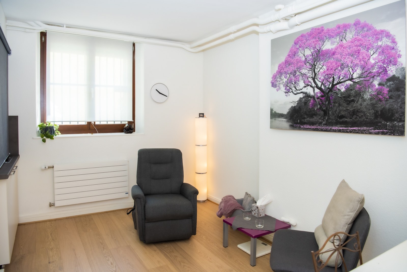 2 cabins of 11m² each, 3 days/week. Waiting room, WC/shower.